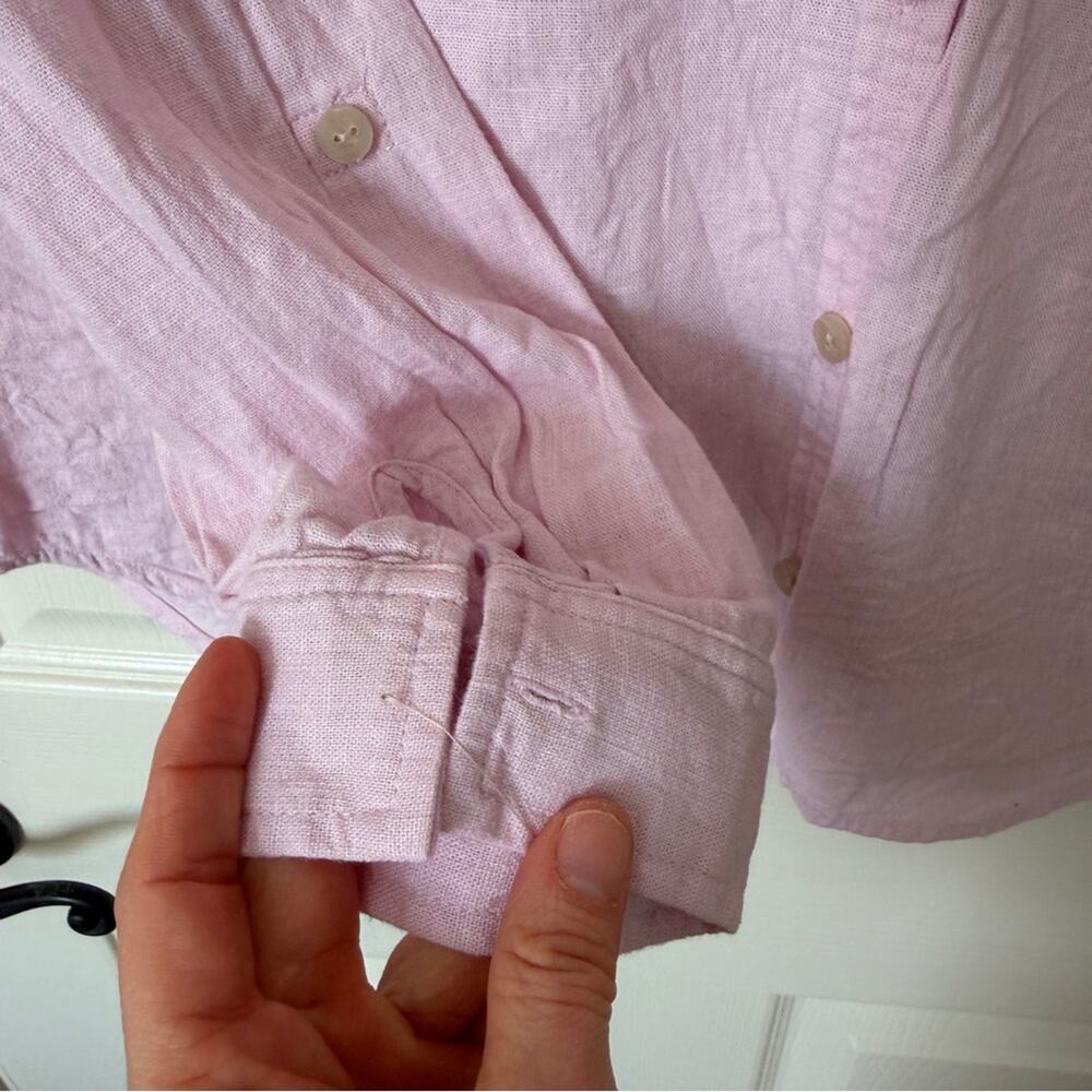 Orvis Pink / Lilac Linen Button Down Shirt Women's Size Medium - Picture 7 of 12